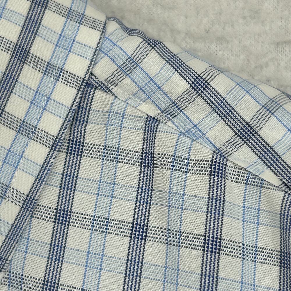 BROOKS BROTHERS Shirt Mens 16 32 REGENT Dress Plaid Poplin Non Iron Cotton Blue
